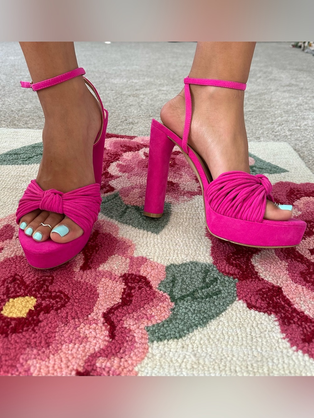 Jessica Simpson Women’s Hot Pink Platform Ankle-Strap High Heels